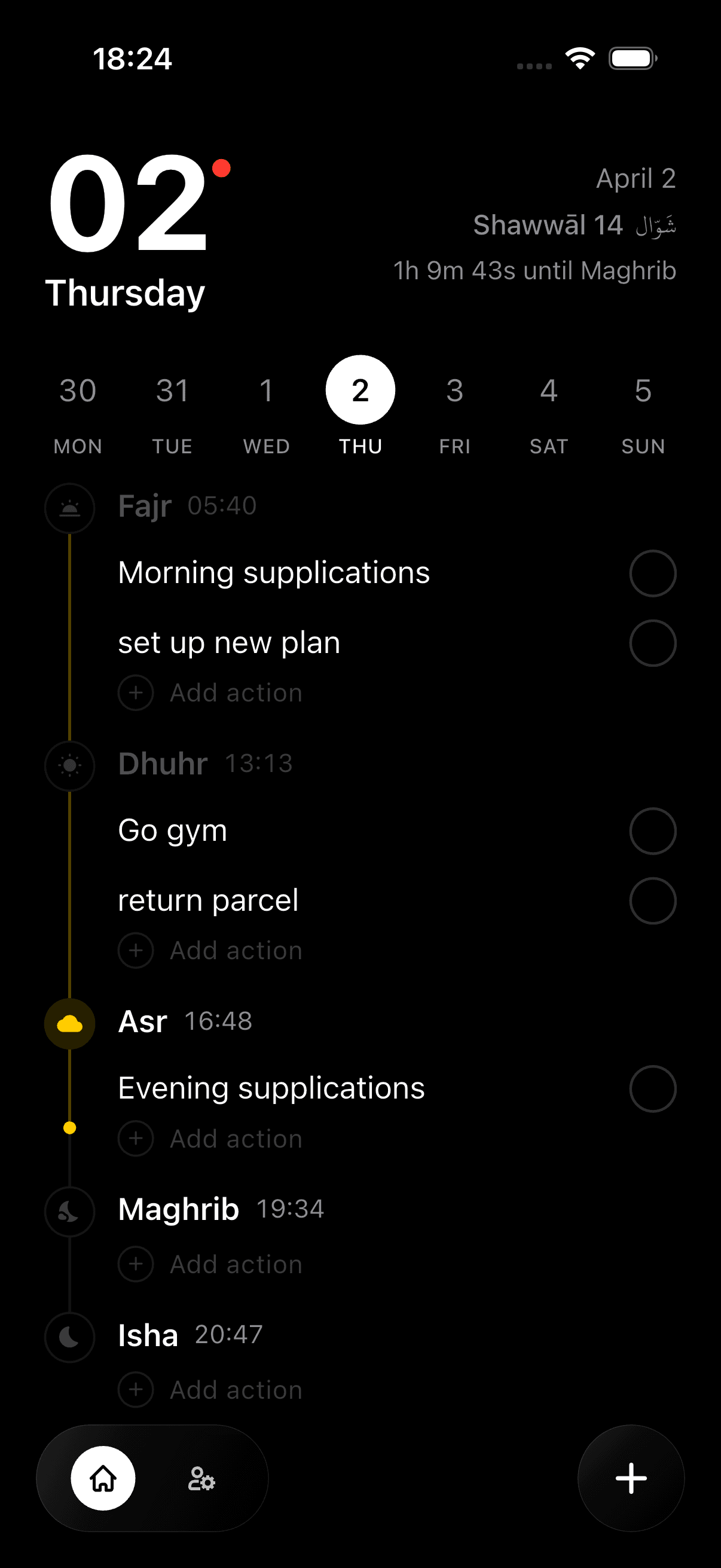 Salah-aligned task planner
